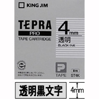 【30％オフ！】テプラPROテープ　透明ラベル　4mm幅　ST4K