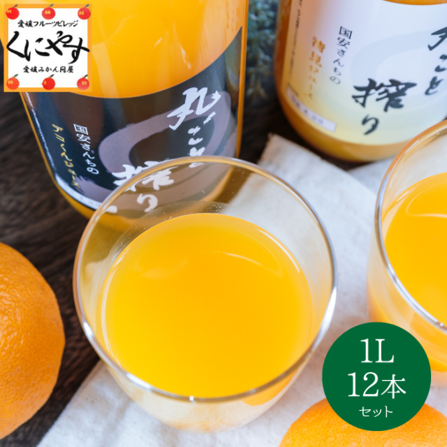 【送料無料】国安さんちのストレートジュース 愛媛柑橘果汁100%ジュース 1リットル12本 (6本×2箱)「選べるジュース1L6×2」