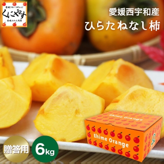 【予約品】9月下旬～10月上旬発送【送料無料】【ギフト】【産地直送】愛媛産ひらたねなし柿 贈答用 6キロ「贈答ひらたね6」