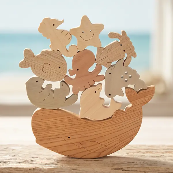 ゆらゆら積み木【クジラと海のなかま】