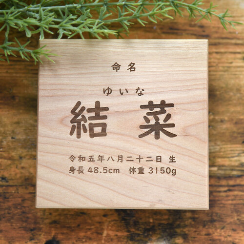 干支の命名書 バーチ【天然木の命名書】【メモリアルプレート】【名前