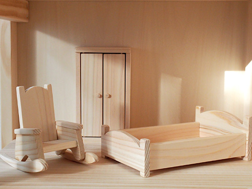 ドールハウス用 ベッドルームセット 木遊舎｜木のおもちゃ KURABOKKO 