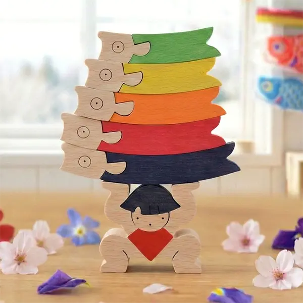 鯉のぼりを揚げる金太