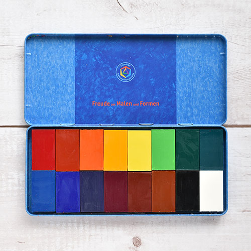 蜜蝋クレヨン ブロック16色カン(基本色)｜STOCKMAR