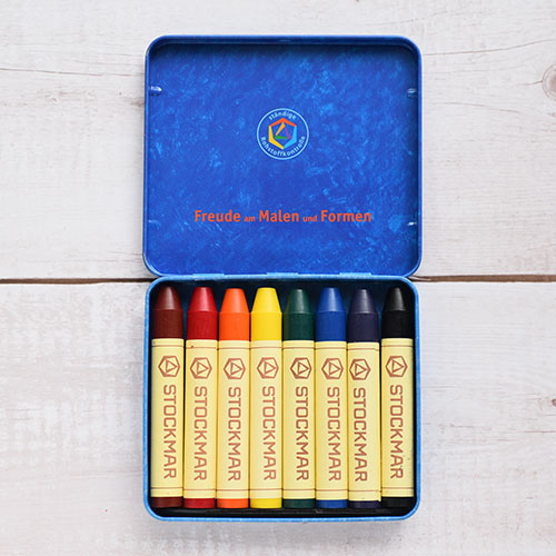 蜜蝋クレヨン スティック8色カン(基本色)｜STOCKMAR