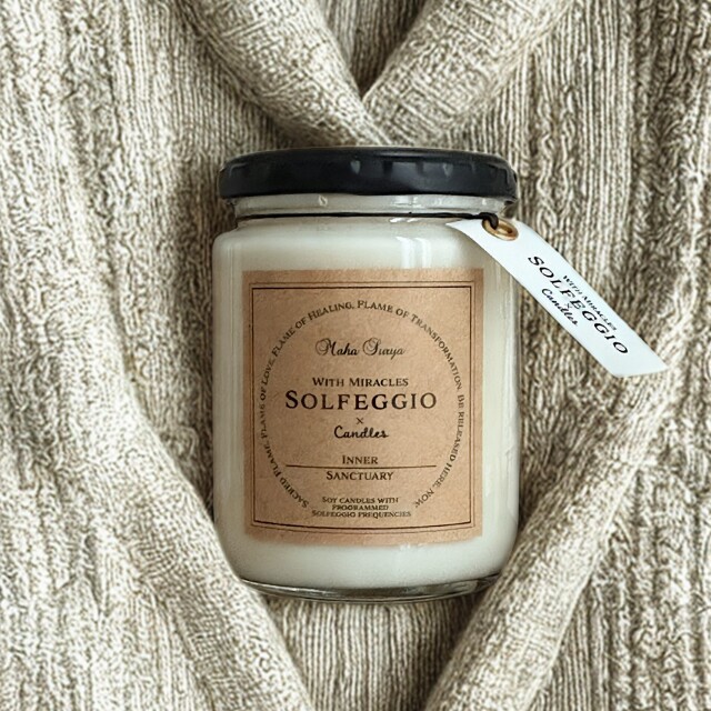 ソルフェジオ周波数を込めたアロマソイキャンドル 天然精油が贅沢に