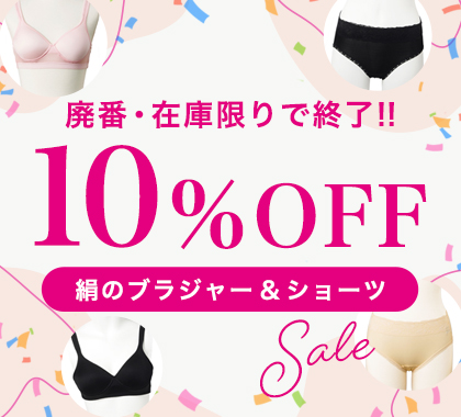 絹のブラジャー＆ショーツ廃盤・在庫限り10%OFFSALE