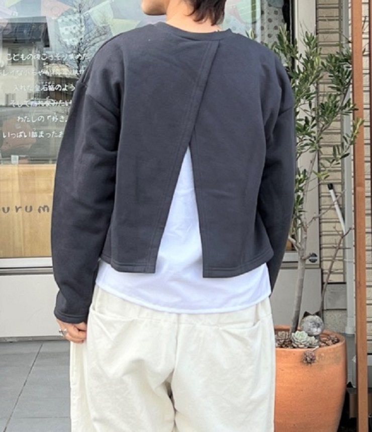 【60%OFF】chloro sister　30/10裏毛起毛 レイヤードスウェット（チャコール） #chloro sister_toujours ensemble