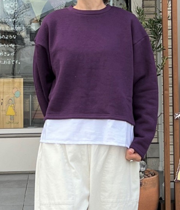 【60%OFF】chloro sister　30/10裏毛起毛 レイヤードスウェット（パープル） #chloro sister_toujours ensemble