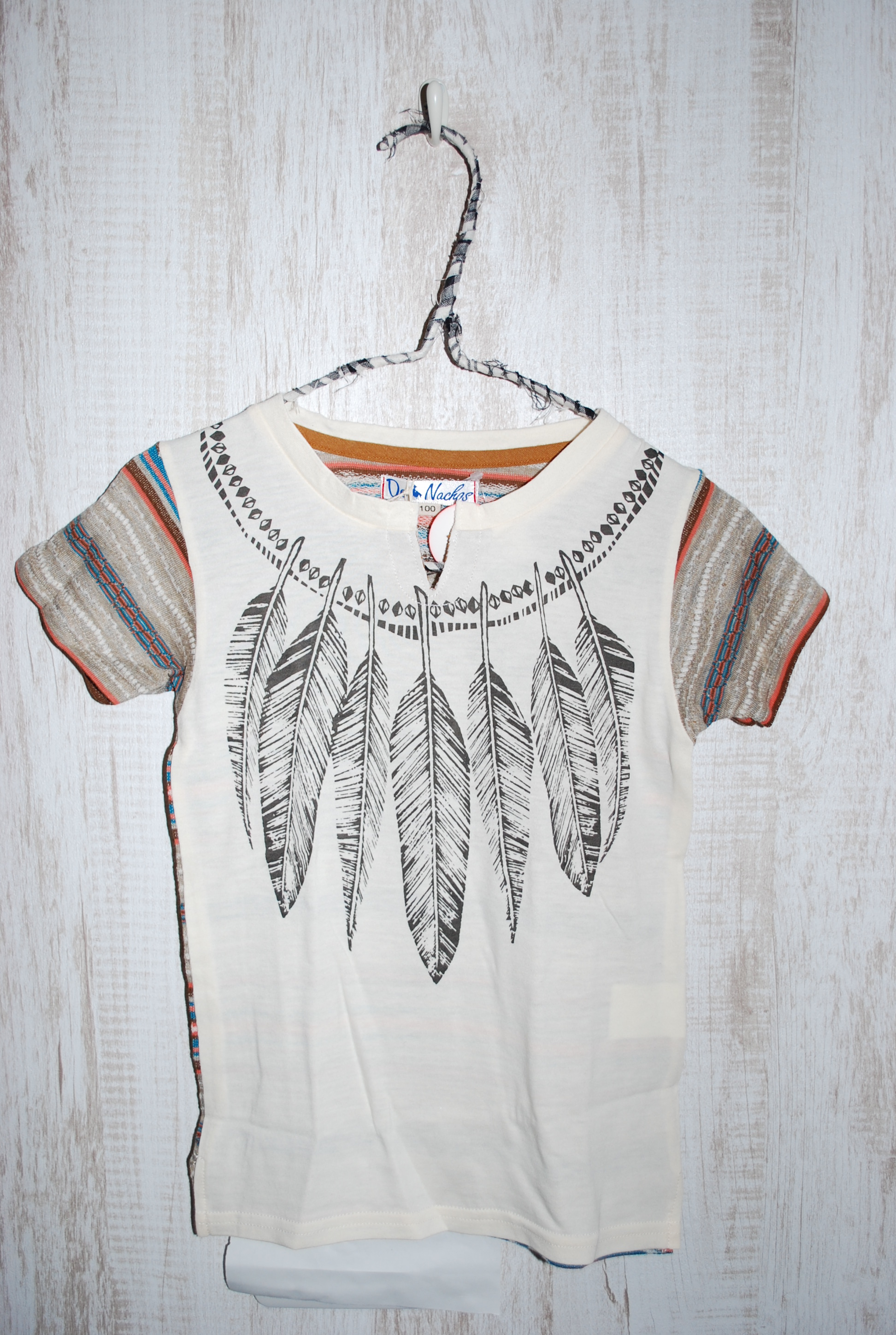 【70％OFF】DE NACHOS　ネイティブ柄Tee　ベージュ（120センチ）