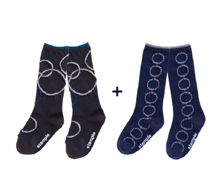 【50％OFF】stample  サークルハイソックス2足組（16～21センチ）