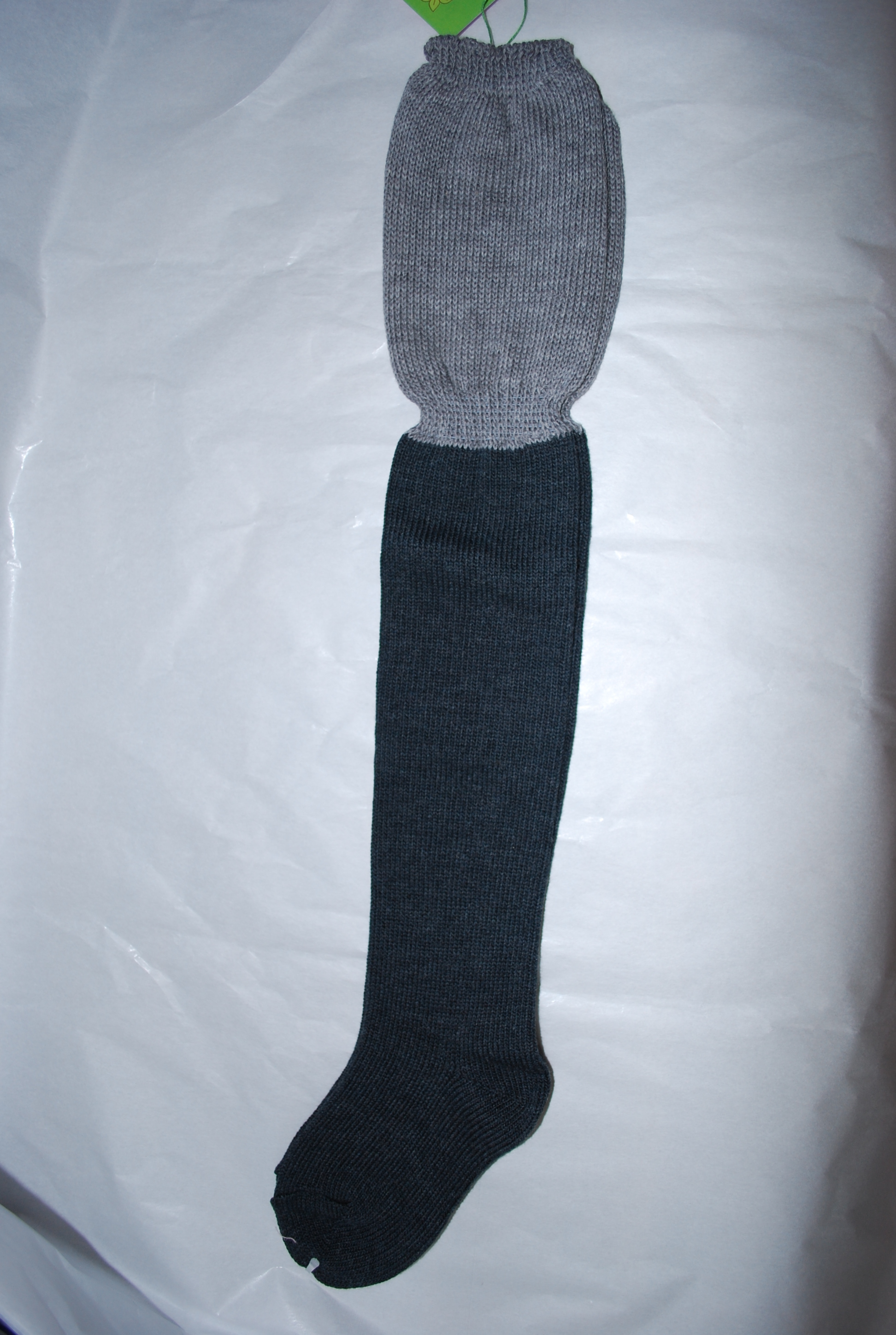 【80％OFF 】swap meet　配色ニーハイソックス　チャコールグレー（9～10センチ）