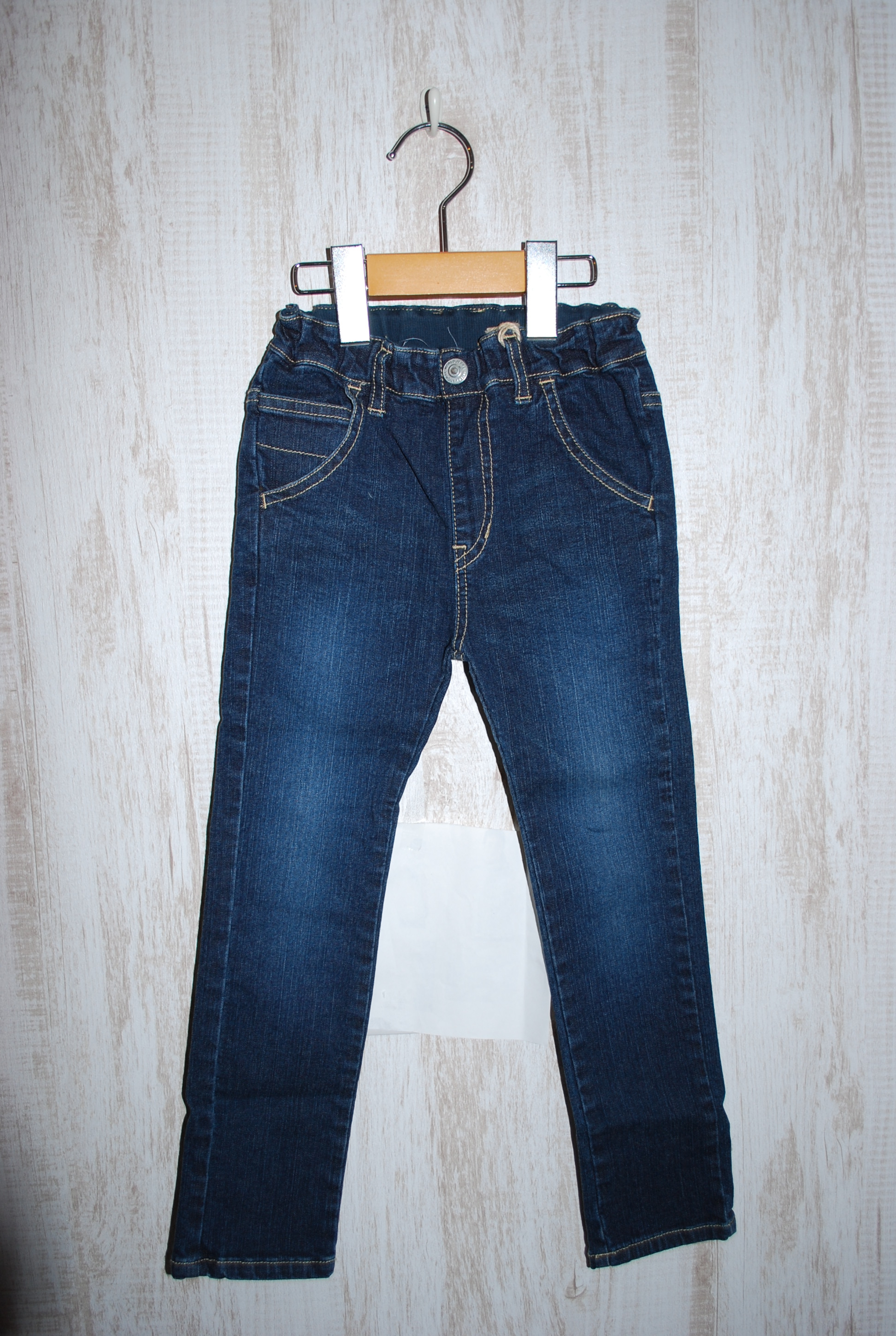 【70％OFF】FABRIQ ストレッチデニム総ゴムスキニーパンツ　バイオ濃色（80センチ）
