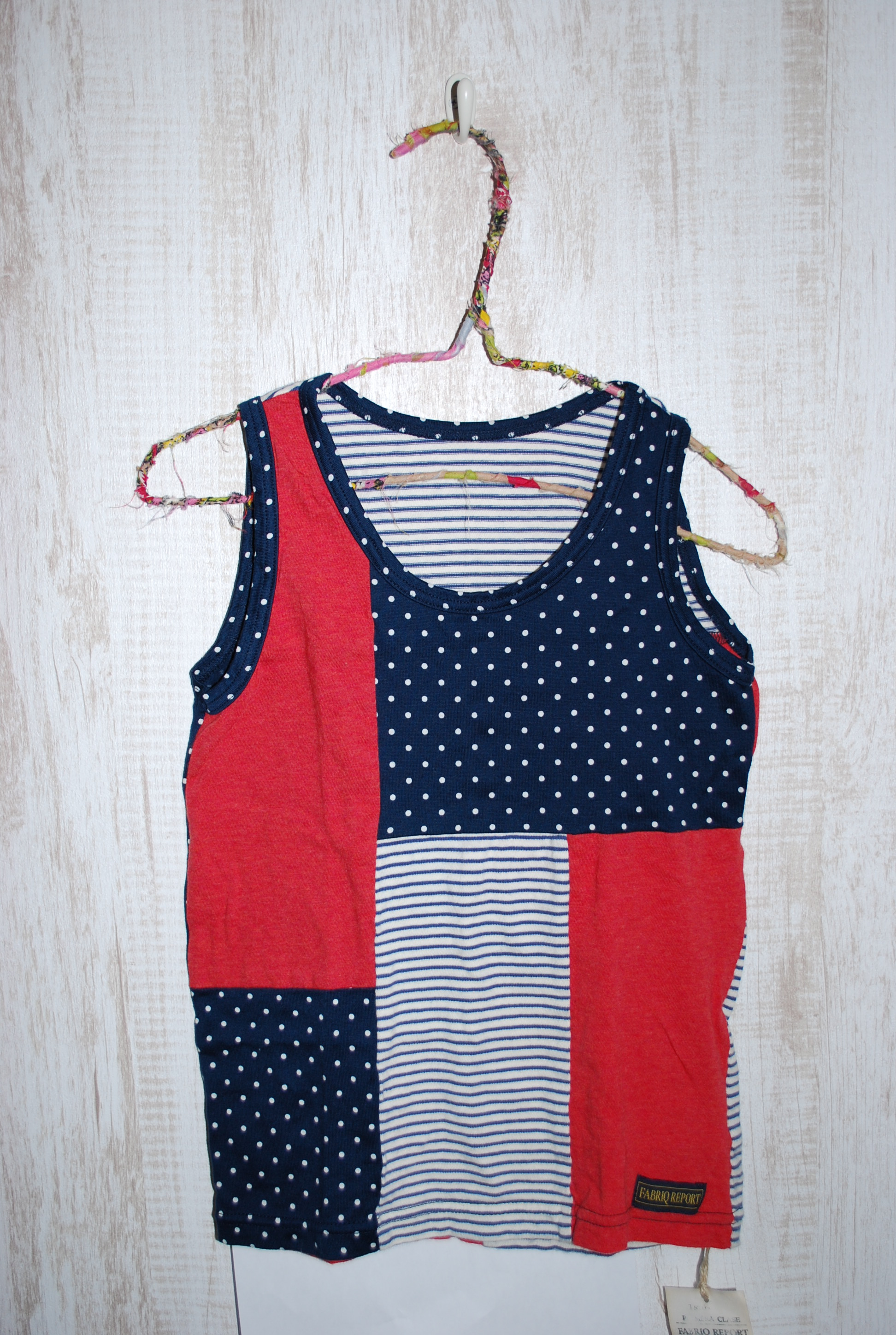 【70％OFF】FABRIQ　REPORT パッチワークタンクトップ　レッド（100センチ）