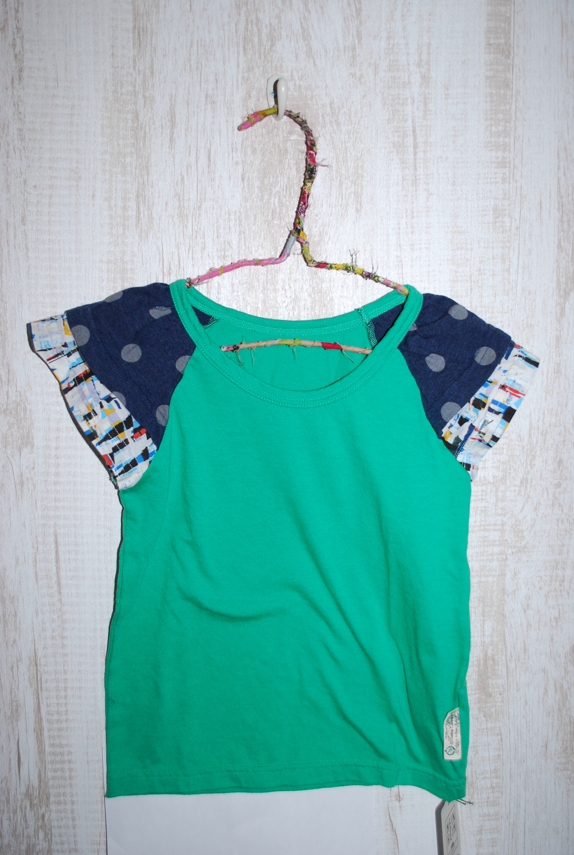 【70%OFF】Mein Heim  袖フリルカットソー　グリーン（110センチ）