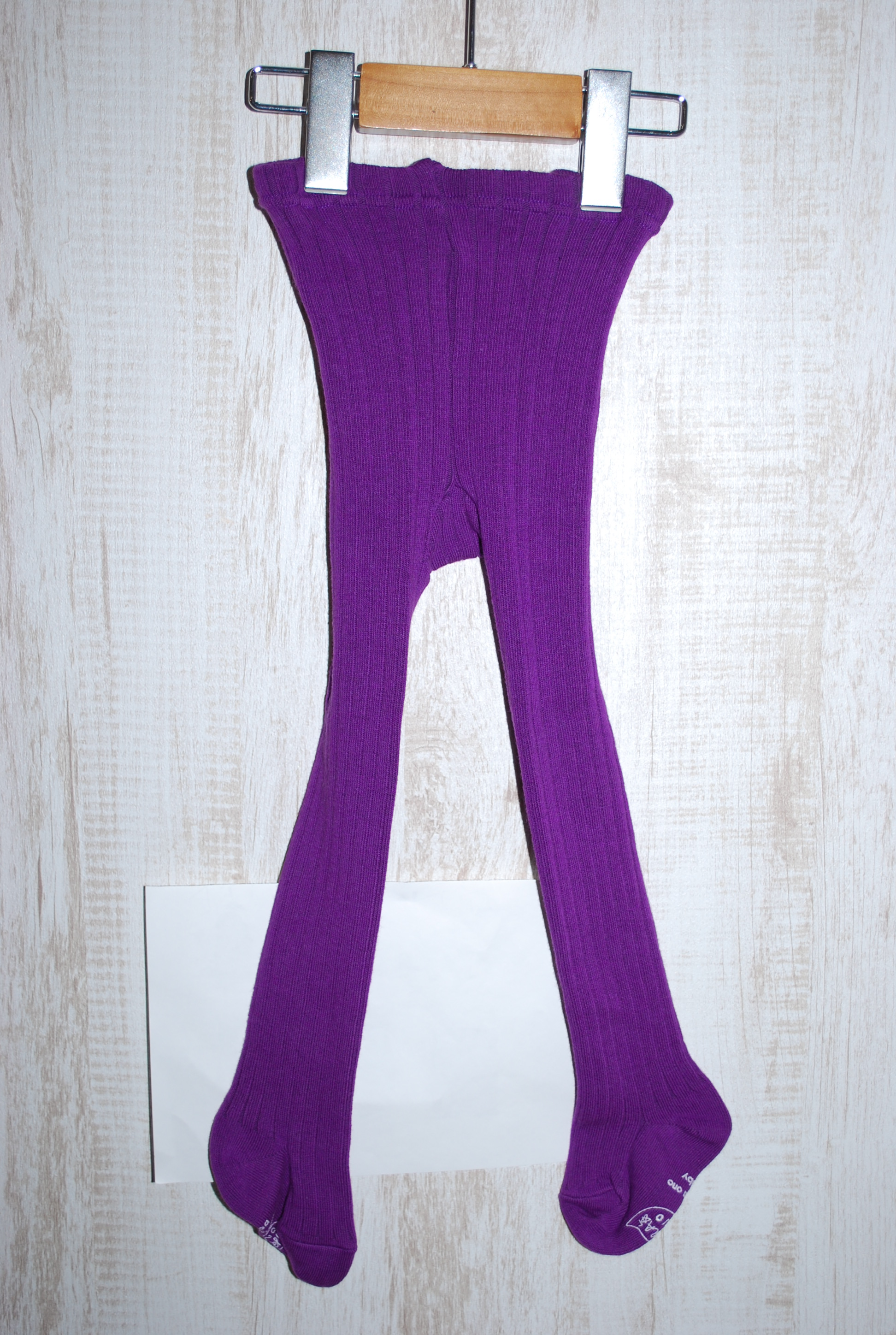 【70%OFF】akala ono　リブタイツ　パープル（130～140センチ）