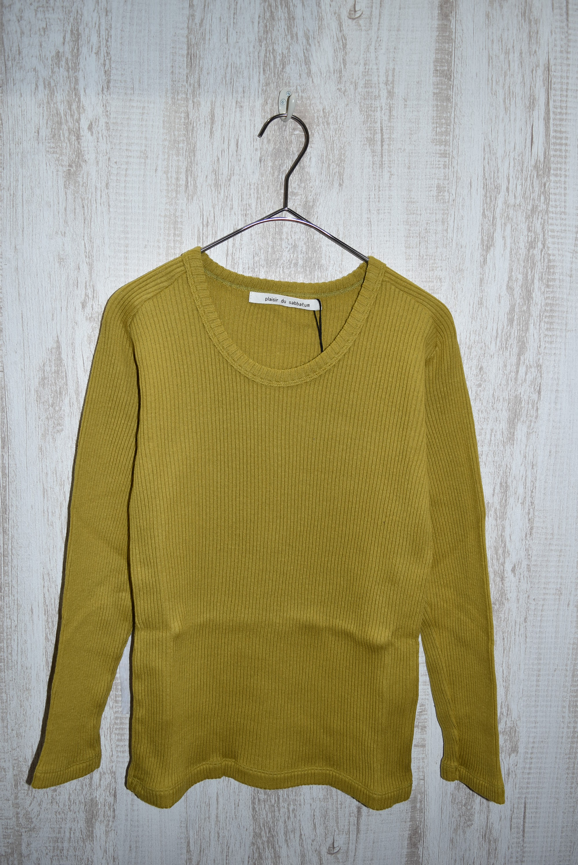 【60%OFF】Sabbatum　ポスケットテレコクルーネックロンＴｅｅ（イエロー）