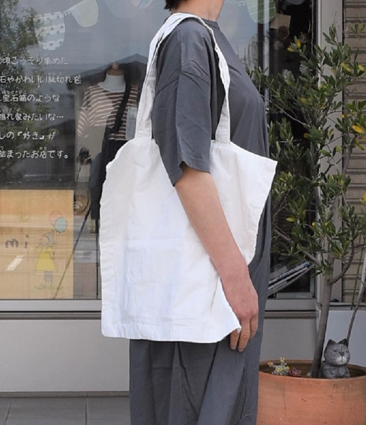 【50%OFF】prit　水玉カットジャガード×綿麻カルゼフレームトートバッグ（オフ）