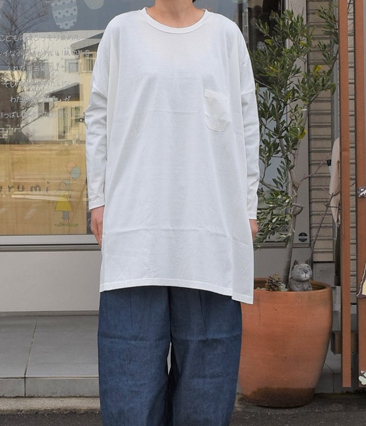 【50%OFF】prit　50/1引き揃え綿麻天竺クルーネックビッグプルオーバーチュニック（オフ）
