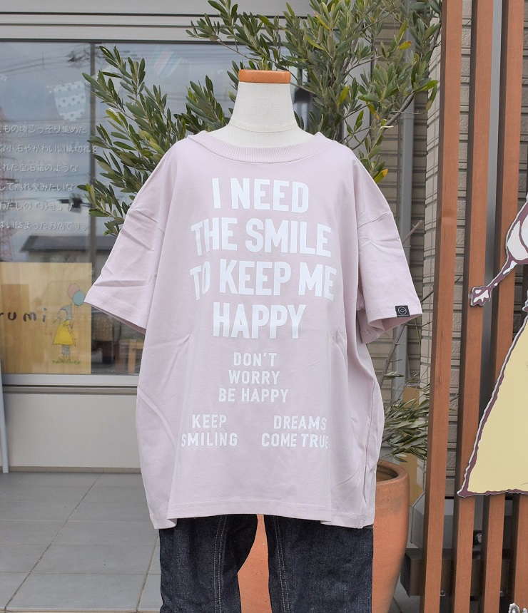 【60％OFF】NEEDLE WORKS　HAPPY Long-Big T-shirts　ロングビッグTシャツ　ピンク（100センチ）　#NEEDLE WORKS_OFFICIAL TEAM_NEWO