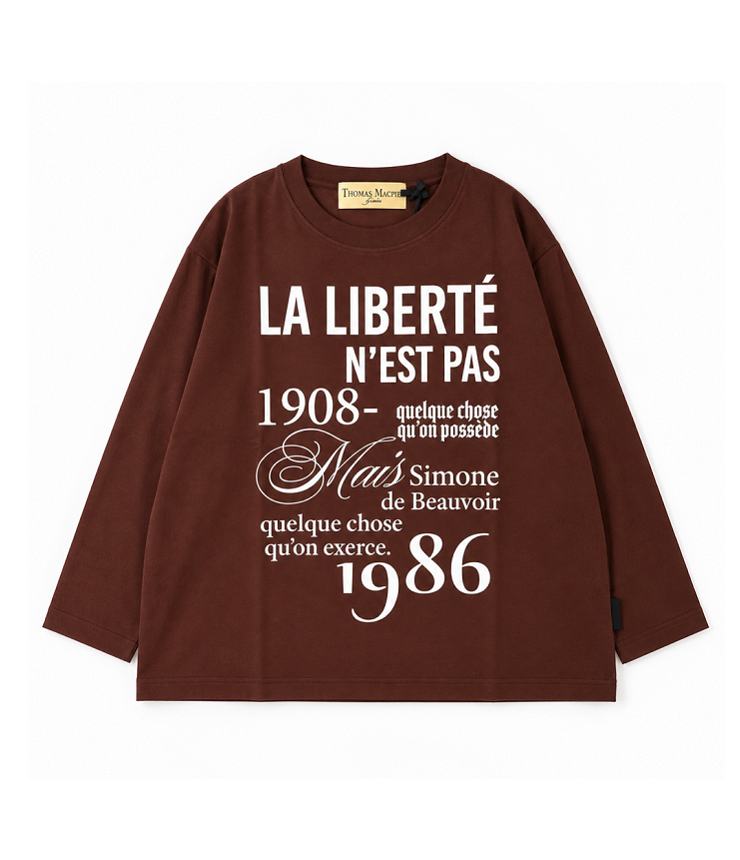 THOMAS MAGPIE　ロングスリーブTシャツ LE JOURNAL  （チョコレート）  2264892