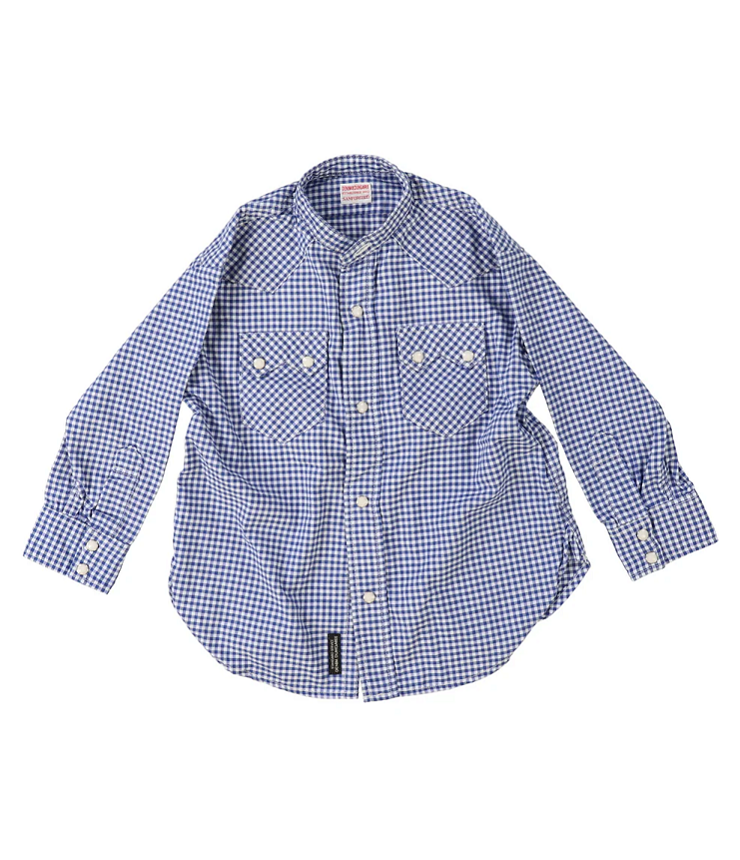 DENIM DUNGAREE　ギンガムシャツ　ブルー（105、115センチ）  22620105
