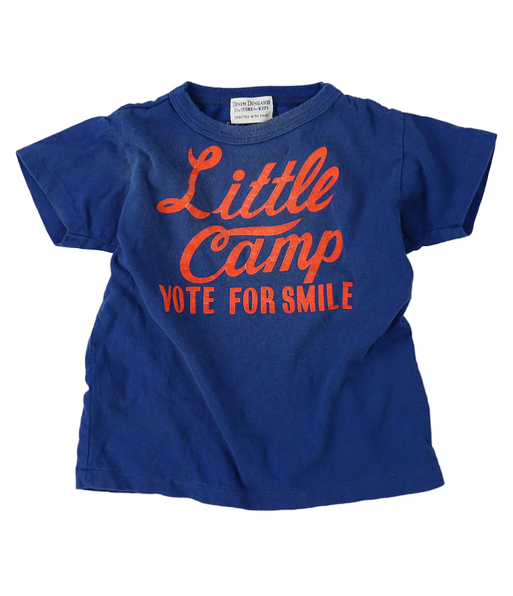 DENIM DUNGAREE　ビンテージ天竺 LITTLE CAMP  TEE　ブルー （105、125センチ）  22620404