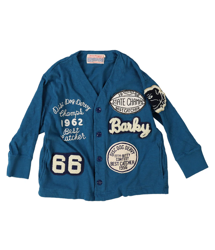 DENIM DUNGAREE　天竺 ワッペン カーディガン　 オールドネイビー（115、125センチ）  22620412