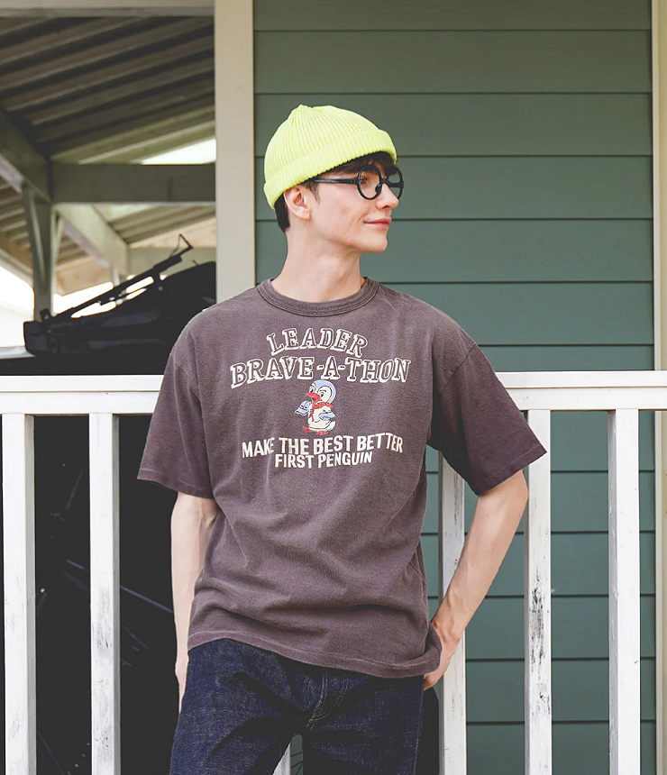 DENIM DUNGAREE　ビンテージ天竺 PENNIE LEADER TEE　ブラック（メンズ）  22620415