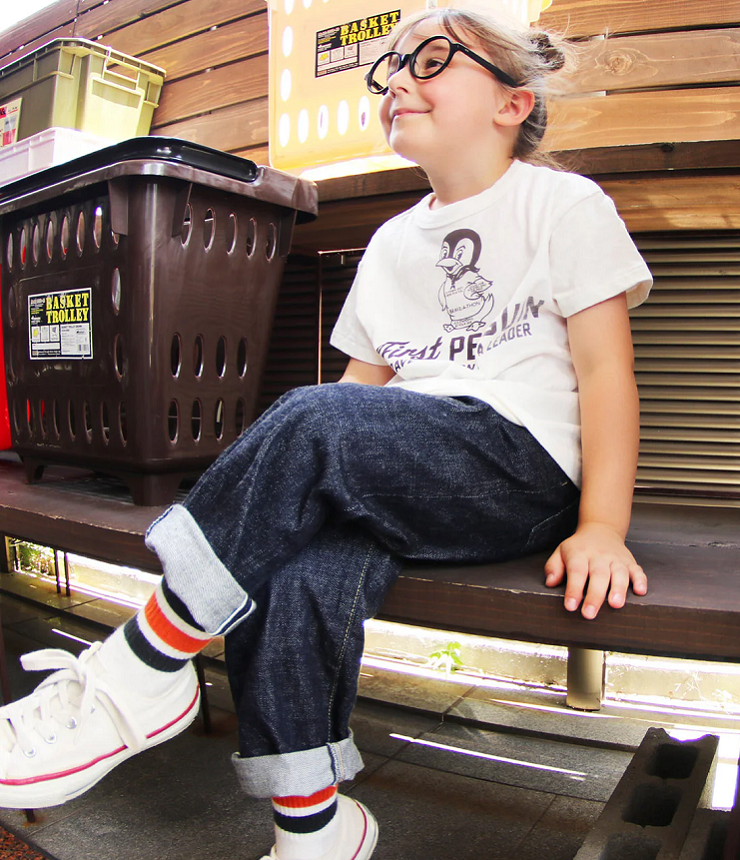 DENIM DUNGAREE　天竺 PENNIE TEE　ホワイト（105～125センチ）  22620429