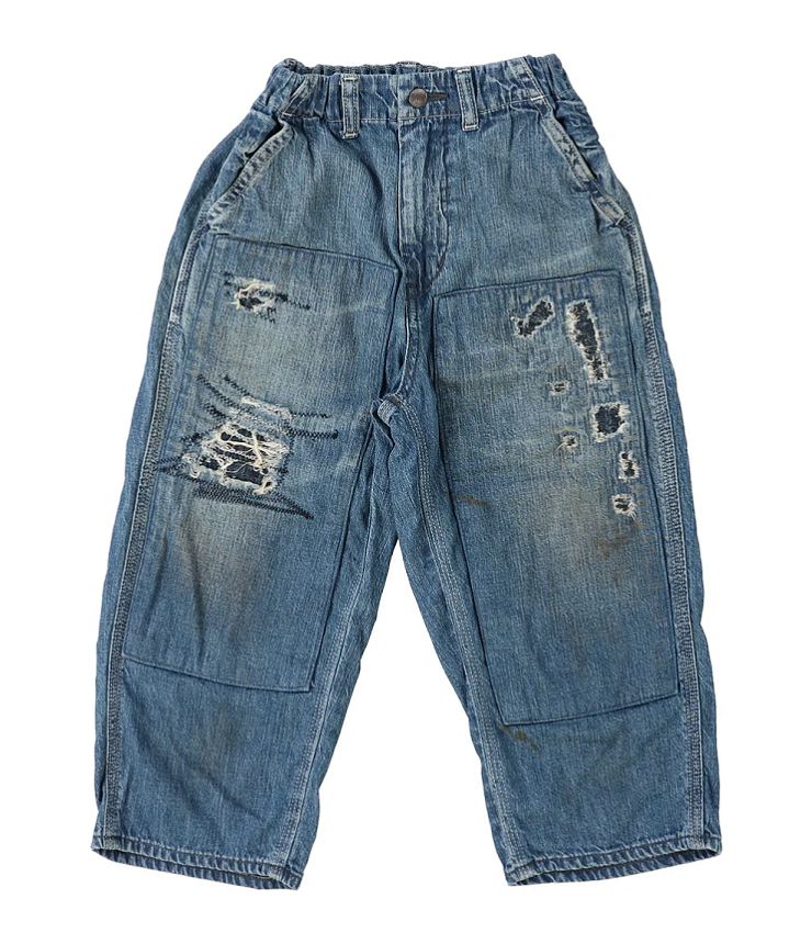 DENIM DUNGAREE　8OZデニム リメイク パンツ　ブルー（115センチ）  22620622
