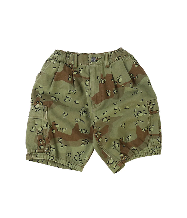DENIM DUNGAREE　チョコチップカモ ショートパンツ　ベージュ（125センチ）  22620630