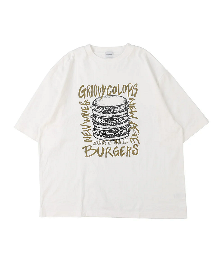 GROOVY COLORS　天竺 GRAFFITI BURGER Tシャツ　ブラック（ホワイト） 42620428  #165センチ以上