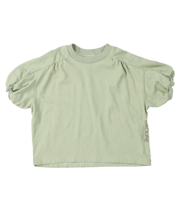 【50%OFF】GROOVY COLORS　天竺 ギャザースリーブ Tシャツ　カーキ（100～120、140センチ）