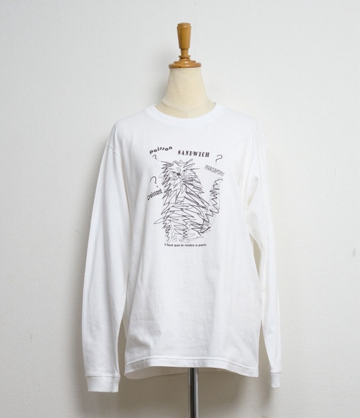 vent blanc　5.6OZ “Chant design” ロングプリントTシャツ（オフホワイト）VC263866