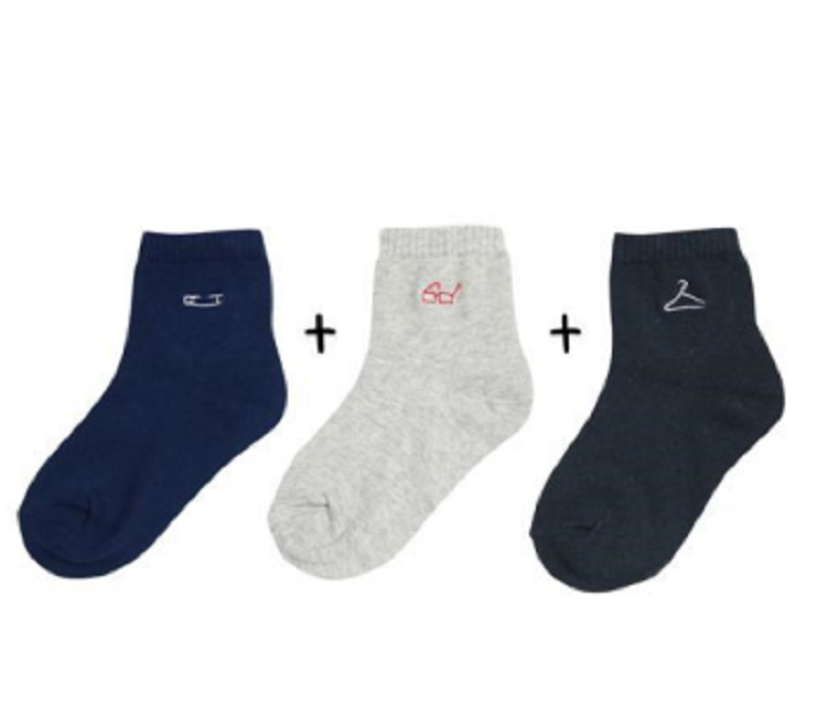 【50％OFF】stample  シュール刺繍ショートソックス3足組（13～15センチ）