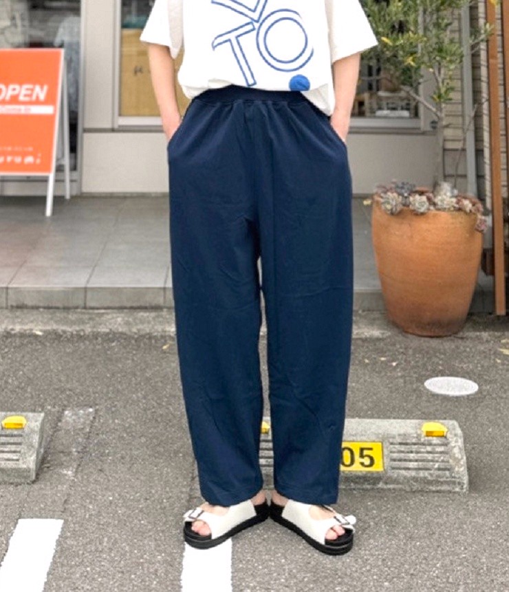 toujours ensemble   17/1BD天竺 ウエストリブ ペグトップ パンツ（ネイビー） TJ4686 #chloro sister_toujours ensemble