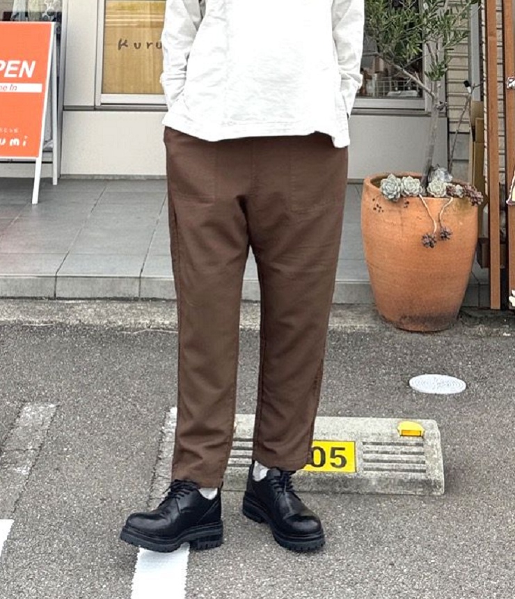 【20%OFF】prit　タオルデニムサルエルパンツ（ブラウン） P70634