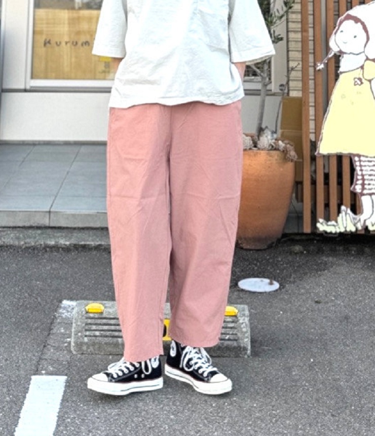 prit　コットンナイロン高密度平織 バギーパンツ（オールドローズ） P71623