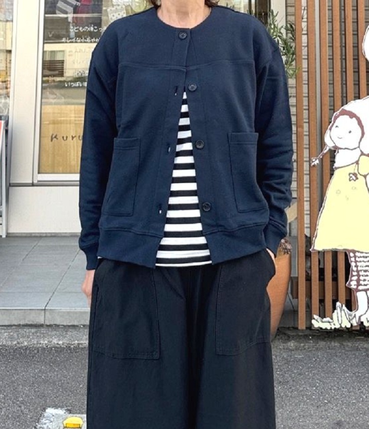 chloro sister  30/10裏毛 クルーネック カーデ（ネイビー） CS7273  #chloro sister_toujours ensemble
