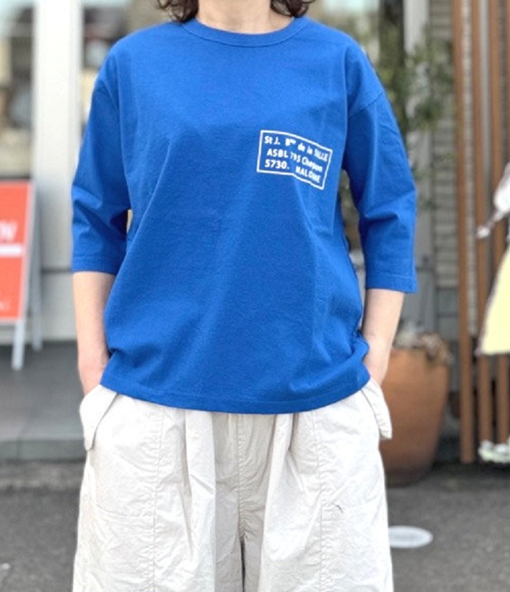 7th GATE  17/-BD天竺 7分袖 プリントTee（ブルー） G-272009  #PACIFIC PARK STORE_7th GATE