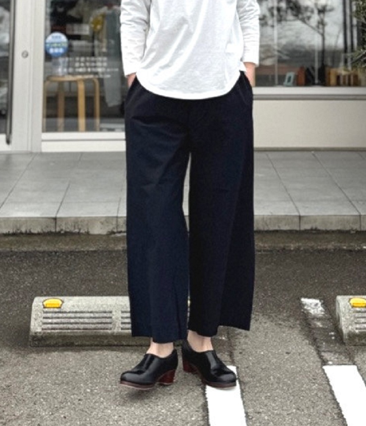 prit　綿麻ストレッチ ワイドパンツ（クロ） P71631 #オケージョン