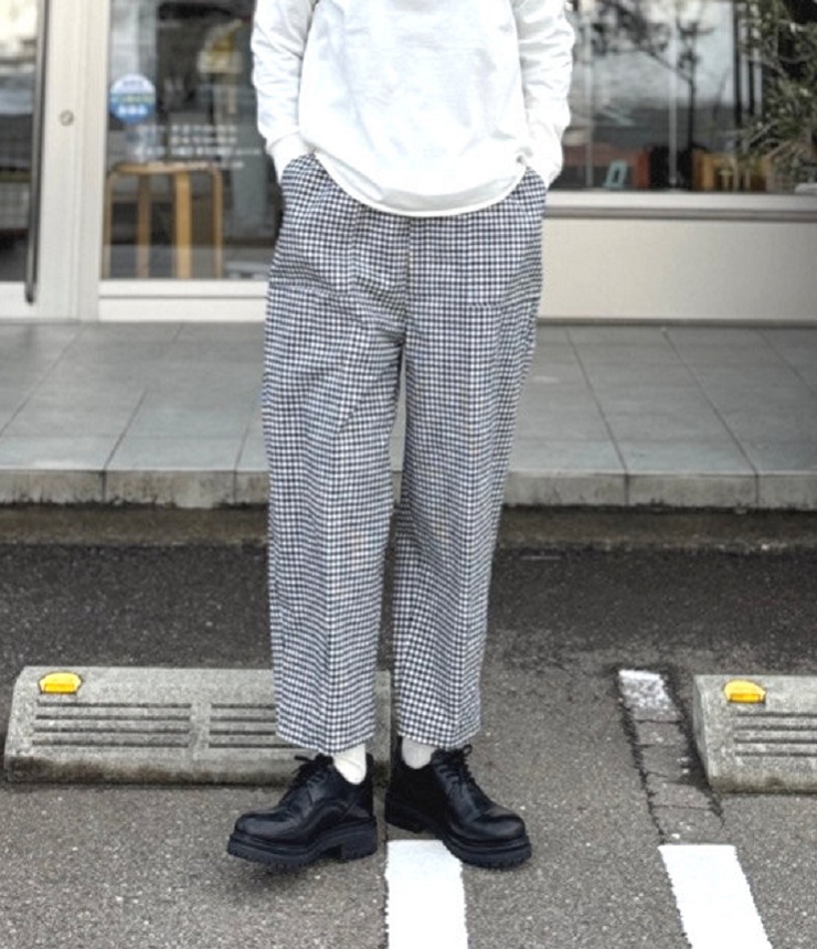 chloro sister  綿シルクネップ ダーツパンツ（ブラックギンガム） CS1192  #chloro sister_toujours ensemble