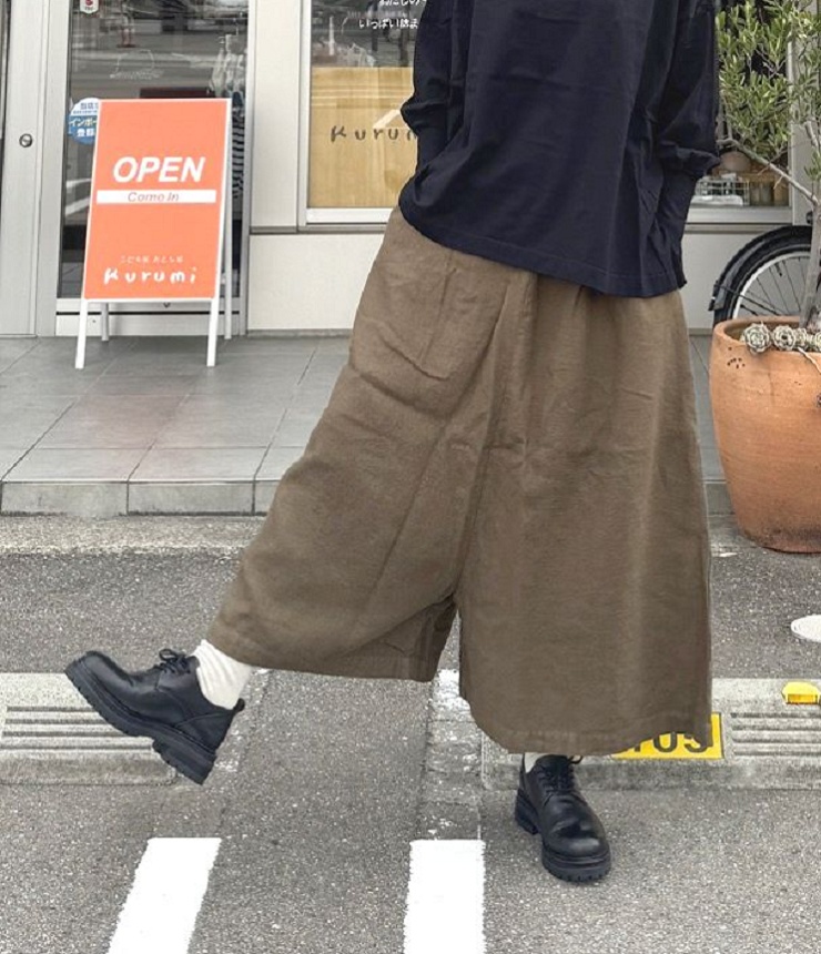 【30%OFF】prit　25/1フレンチリネンツイル起毛 ペンギンパンツ（カーキブラウン） P70609