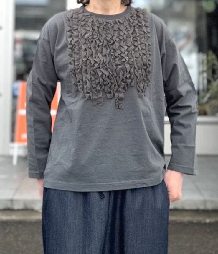 Sabbatum　BD30/1天竺 バイファブリック カットオフ プルオーバー（チャコール） SA-37204