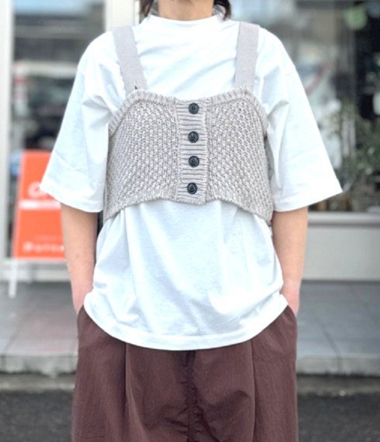 euphoric　Cotton 2way Knit Bustier コットン 2way ニット ビスチェ（ライトグレー）EU-KN5411