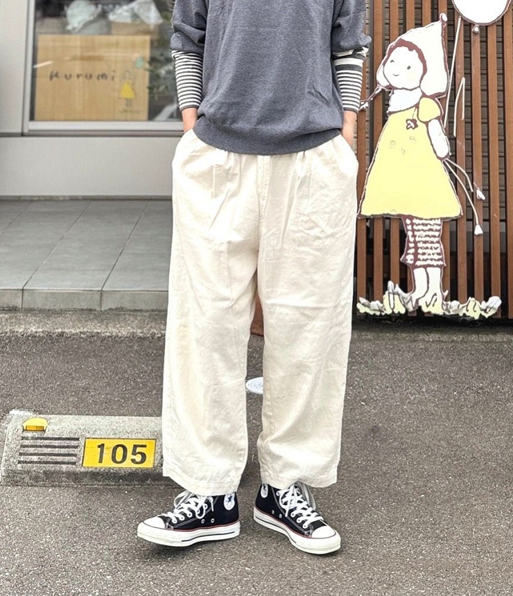 prit　20/1パッチワークジャガード タックバギーパンツ（生成） P70706