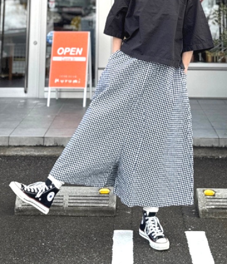 prit　コットンリネンウェザー 近江晒加工 ペンギンパンツ（ギンガム） P71606