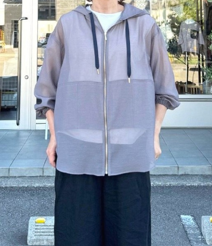 STELLA CIFFON　Fine spun Organza Blouson ファインスパンオーガンザブルゾン（チャコール） ST2-25101