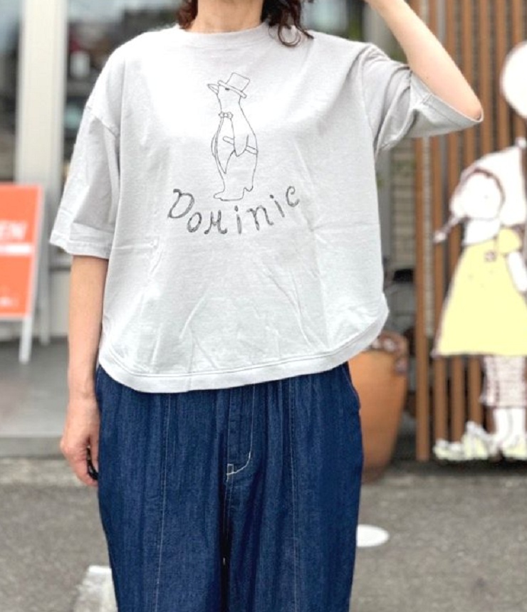 PACIFIC PARK STORE  17/1BD天竺 ヘムラウンド プリント Tee “DoMinie”（グレー） PPS-28276  #PACIFIC PARK STORE_7th GATE